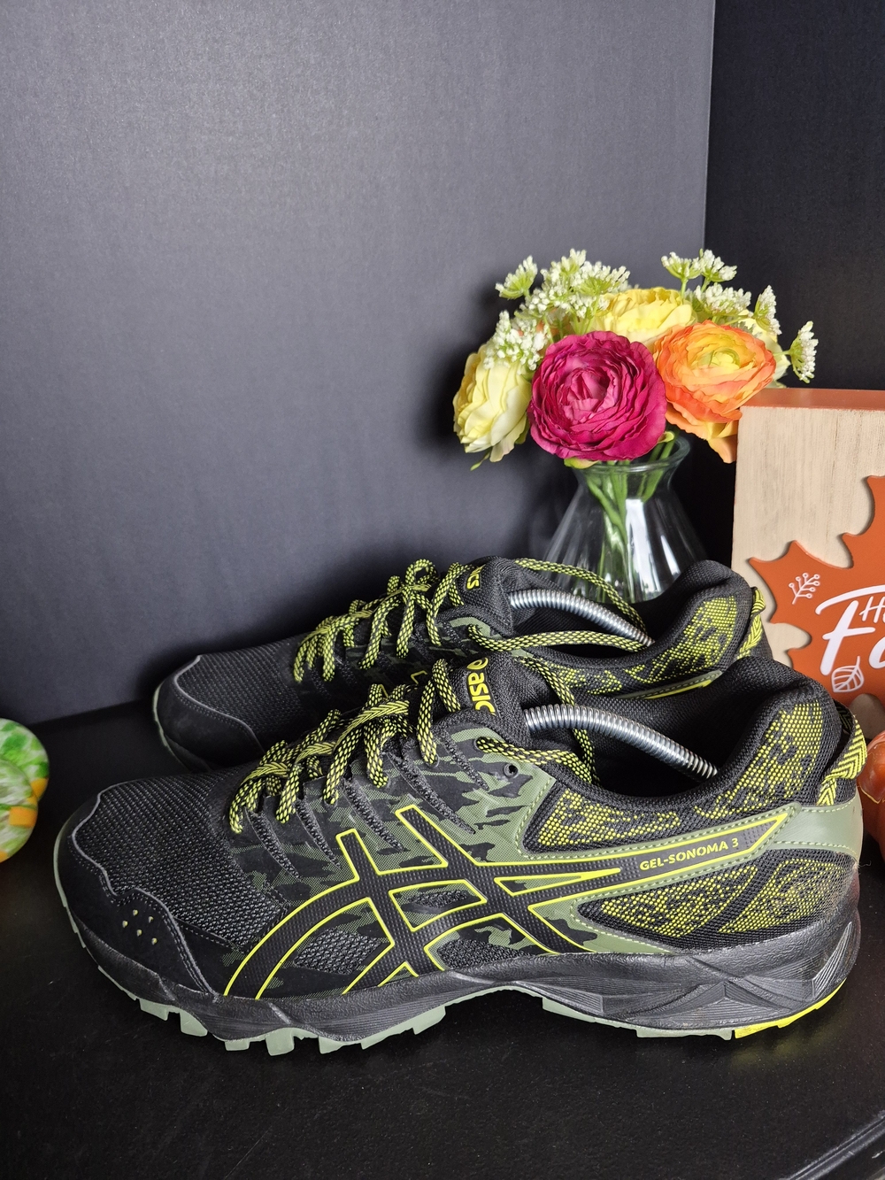 ASICS GEL-Sonoma 3 Men's Trail Running Shoes - Black & Neon Yellow. Size 13